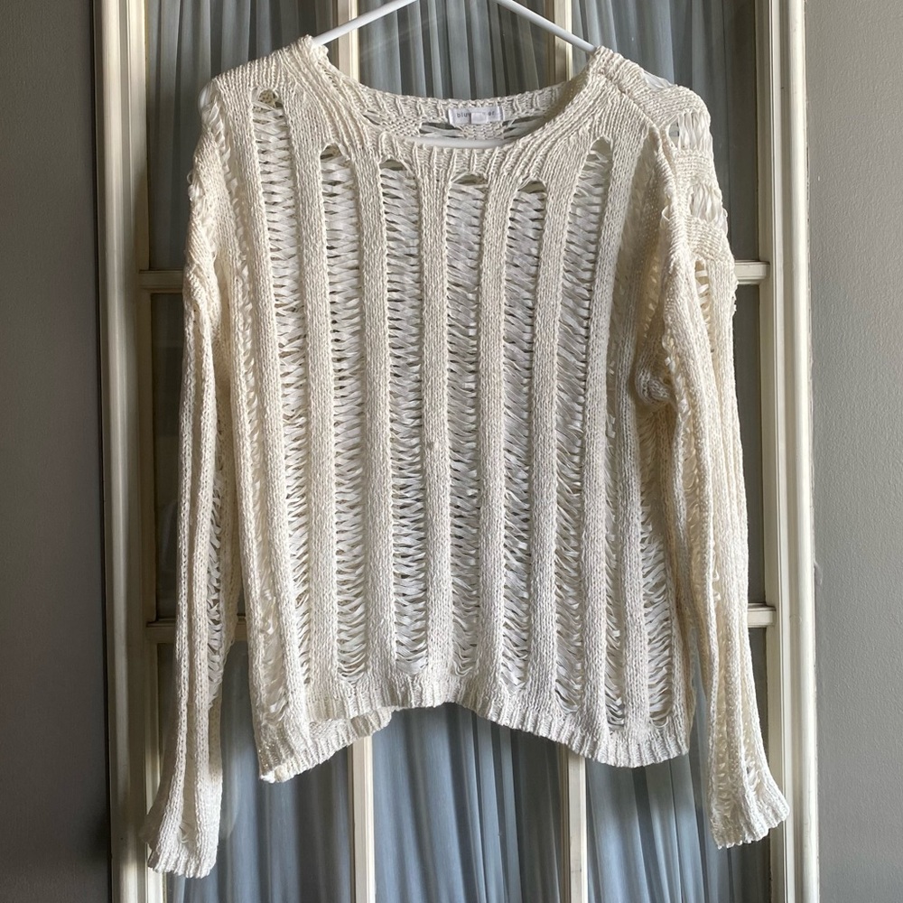 Blu Pepper Cream Open Knit Sweater